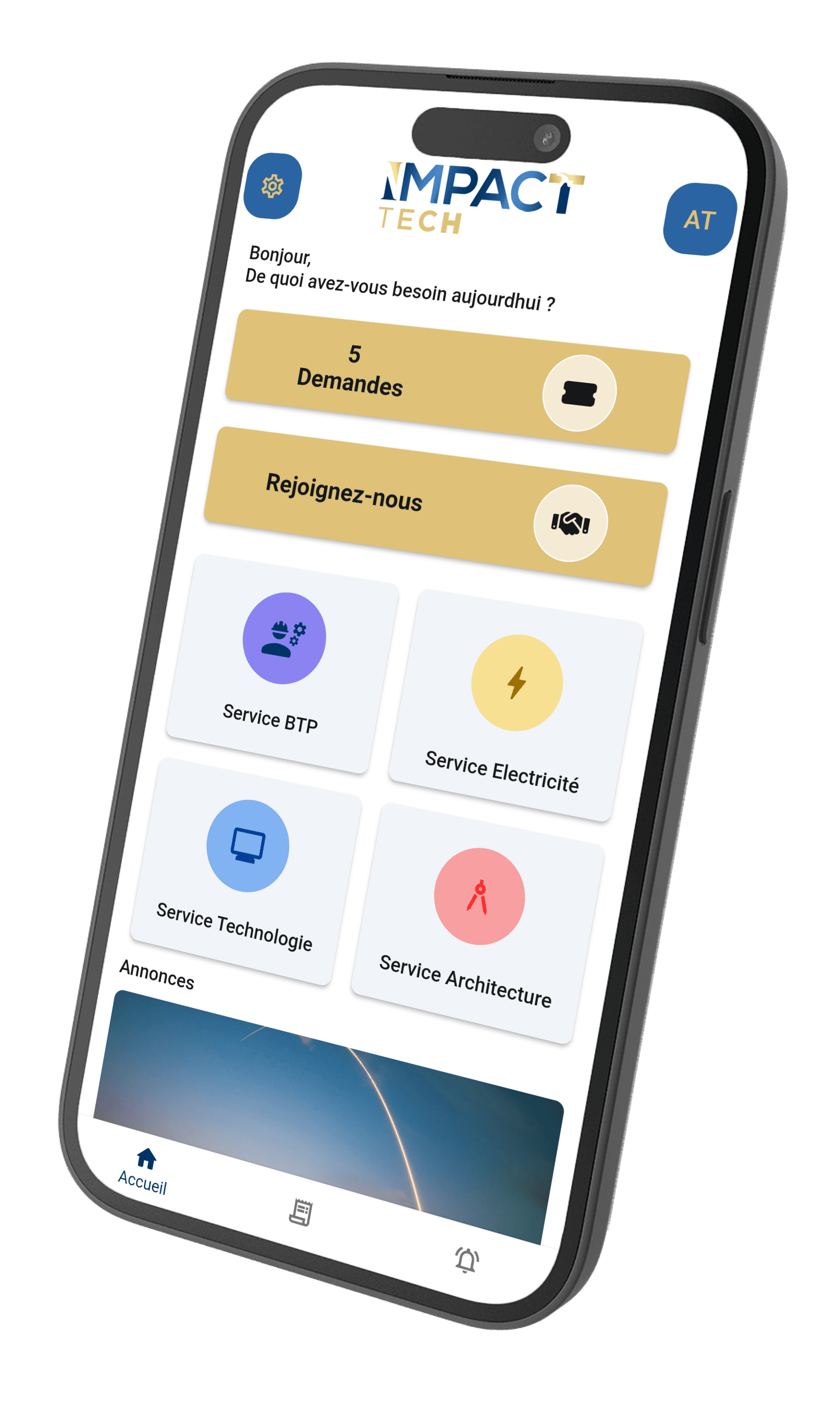 Impact Tech mobile app mockup
